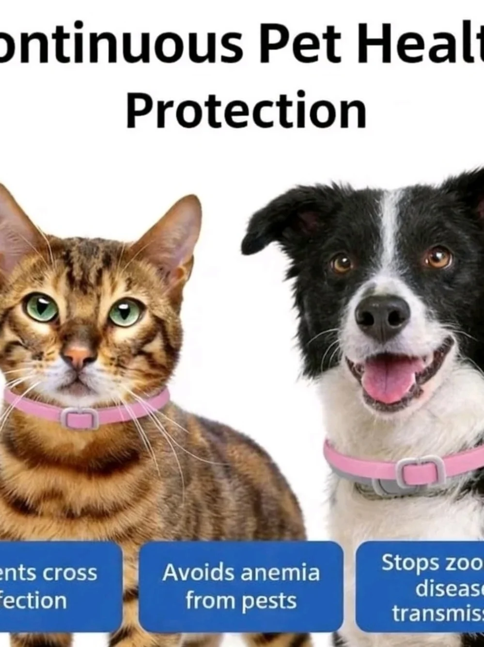 Two Pink Dog Collar - Comfortable Waterproof Pet Collar